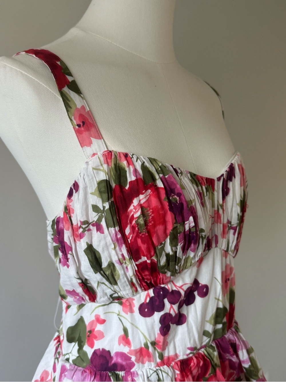 Abercrombie & Fitch Floral Tiered Maxi Dress Size L Cotton Open Back Cottagecore - Picture 4 of 7